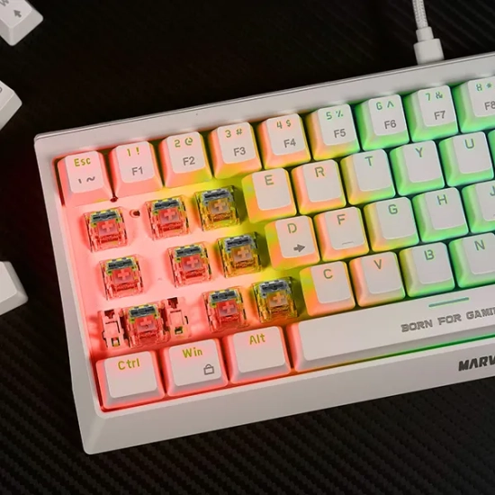Klawiatura Marvo HECATE 61R przewodowa (USB) US, biała mechaniczna