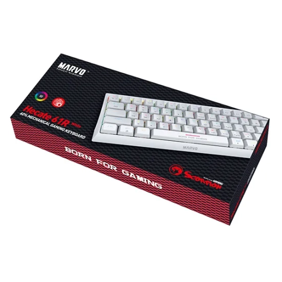 Klawiatura Marvo HECATE 61R przewodowa (USB) US, biała mechaniczna