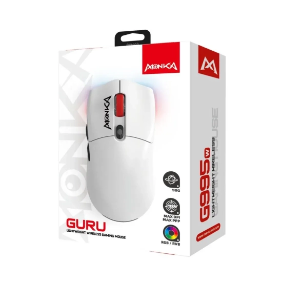 Mysz bezprzewodowa Marvo MONKA GURU G995W 26000 DPI biała