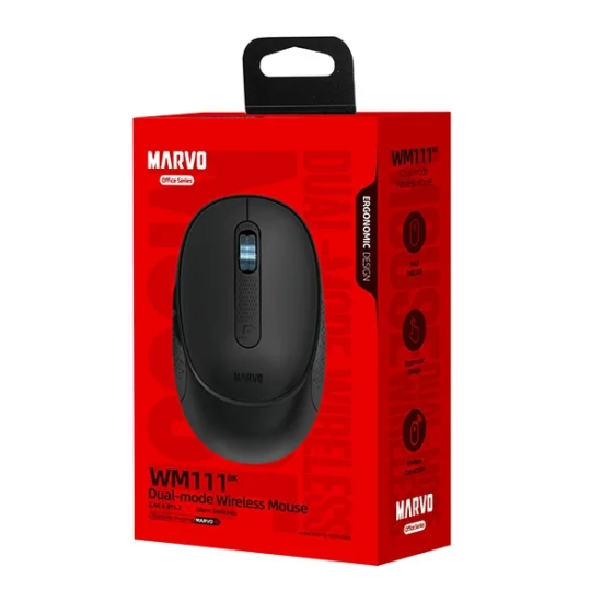 Mysz komputerowa Marvo bezprzewodowa, czarna, 1600 DPI WM111 BK
