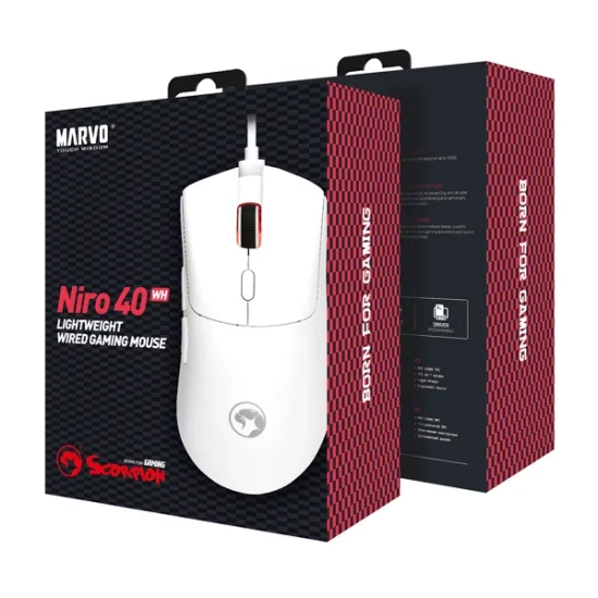 Mysz komputerowa Marvo Niro 40 biała przewodowa, biała, 12000 DPI G950 WH