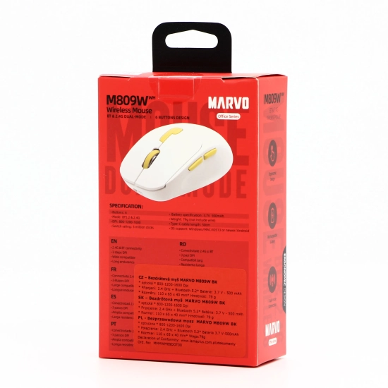 Mysz komputerowa Marvo M809W bezprzewodowa, biała, 1600 DPI M809W WH