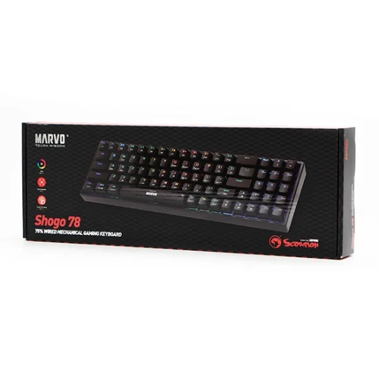 Klawiatura Marvo SHOGO 78 przewodowa (USB) US, czarna mechaniczna KG956
