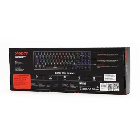 Klawiatura Marvo SHOGO 78 przewodowa (USB) US, czarna mechaniczna KG956