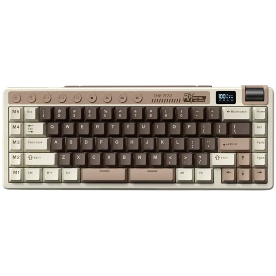Klawiatura mechaniczna Royal Kludge M70 w wariancie kolorystycznym Mocha Grey z przełącznikami Beige Switch, układ US.