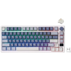 Klawiatura Royal Kludge M75 Ocean Blue US z przełącznikami Beige Switch i ekranem LCD.
