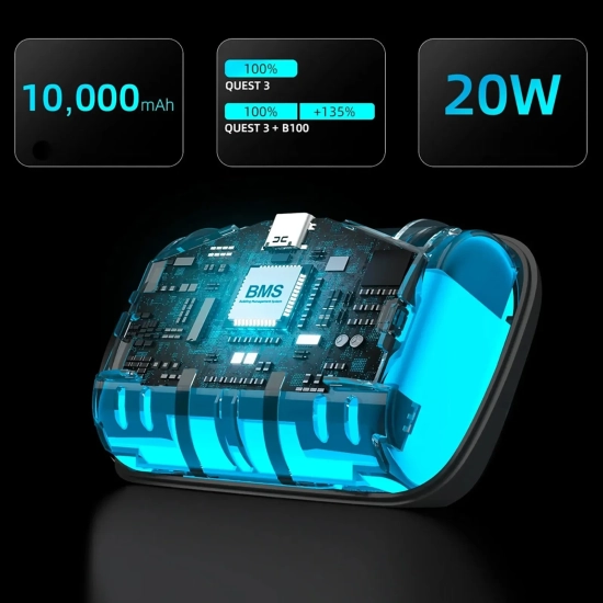 BOBOVR Zewnętrzna bateria B100 do Meta Quest S3 Pro i E3 Pro - biała