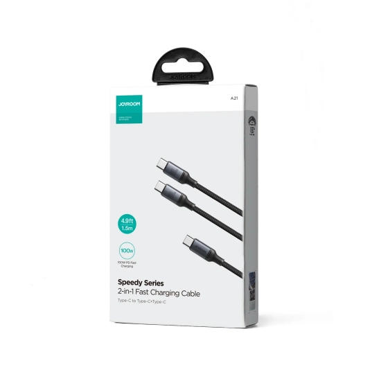 JOYROOM 2w1 Kabel przewód Speedy Series USB-C - 2x USB-C 1.5m czarny