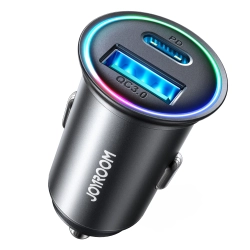 JOYROOM Mini ładowarka samochodowa 60W USB-A QC3.0 USB-C PD czarna