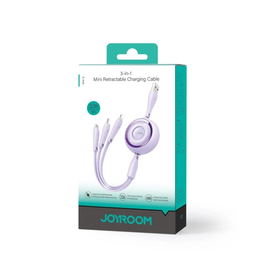JOYROOM 3w1 Kabel zwijany Colorful Series USB-A do USB-C / iPhone