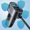 JOYROOM Ładowarka samochodowa 5 urządzeń 2xPD + 2xQC3.0 72W 1.5m czarna
