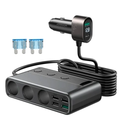 JOYROOM 9w1 ładowarka samochodowa rozdzielacz 5x USB 1x USB-C 3x gniazdo