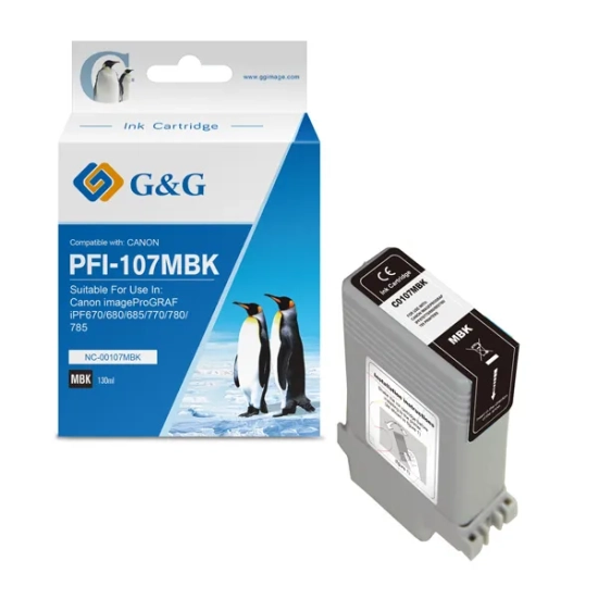 Kompatybilny tusz G&G PFI107MBK 6704B001 NC-00107MBK, czarny, 130 ml