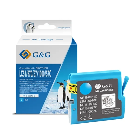 Kompatybilny tusz G&G LC-1000C LC-970C NP-B-0051C/1000C/970, cyjan