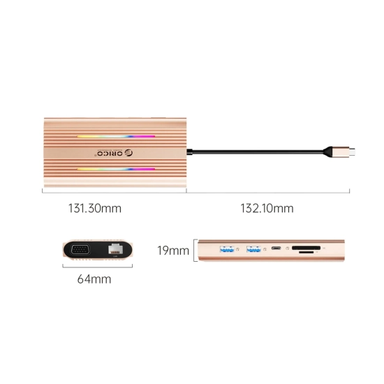 ORICO Stacja dokująca HUB 12w1 USB-C - USB-A USB-C HDMI VGA RJ45 SD PD