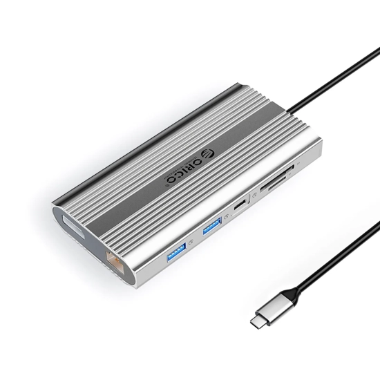 ORICO HUB stacja 12w1 USB-C - USB-A USB-C HDMI DisplayPort RJ45 SD PD 100W