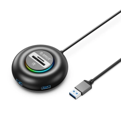 ORICO Hub adapter 4-portowy USB-A - USB-A SD microSD RGB 1.8 m - czarny