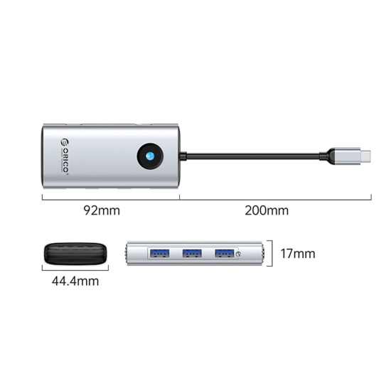 ORICO Stacja dokująca 6w1 USB-C - USB-A USB-C HDMI RJ45 PD 100 W 4K 30Hz