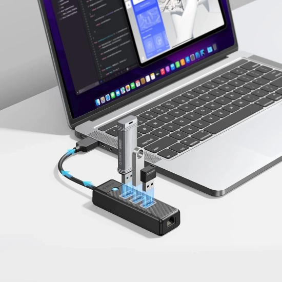ORICO HUB rozdzielacz 4-portowy USB-A - USB-A RJ45 2.5G Ethernet 1.8 m