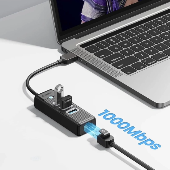 ORICO HUB rozdzielacz 4-portowy USB-A - USB-A RJ45 2.5G Ethernet 1.8 m