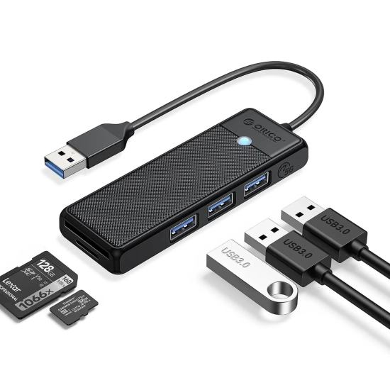 ORICO HUB adapter 4-portowy USB-A - USB-A czytnik kart SD microSD 1 m