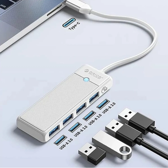 ORICO HUB rozdzielacz 4-portowy USB-C - USB-A 1 m - biały