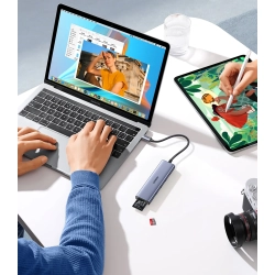 UGREEN 6w1 HUB Adapter USB-C - HDMI / USB-A / czytnik kart SD TF - szary