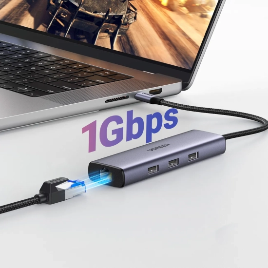 UGREEN 6w1 HUB adapter USB-C - 3x USB-A 3.0 / HDMI / RJ45 / USB-C PD