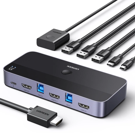 UGREEN 2w1 Przełącznik switch HDMI / USB-A / USB-B / USB-C / microUSB