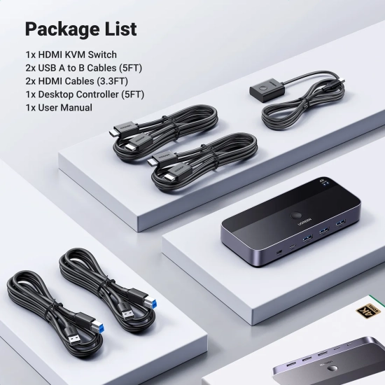 UGREEN 2w1 Przełącznik switch HDMI / USB-A / USB-B / USB-C / microUSB