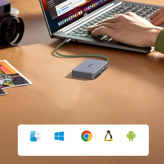 UGREEN Czytnik kart pamięci SD microSD USB-C - szary