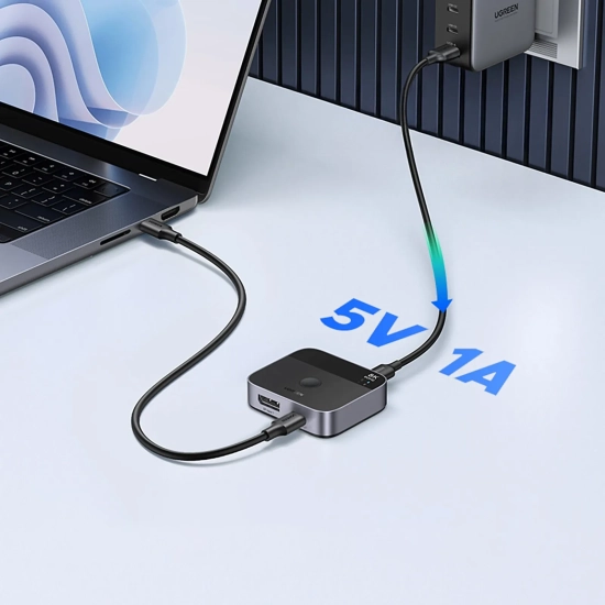 UGREEN Switch przełącznik DisplayPort USB-C do USB-C - szary