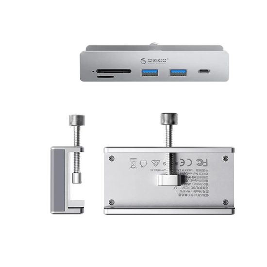 ORICO Hub MH5PC montowany na zacisk USB-C / USB-A USB-C SD TF - srebrny