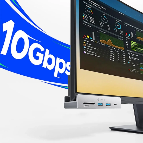 ORICO Hub MH5PC montowany na zacisk USB-C / USB-A USB-C SD TF - srebrny