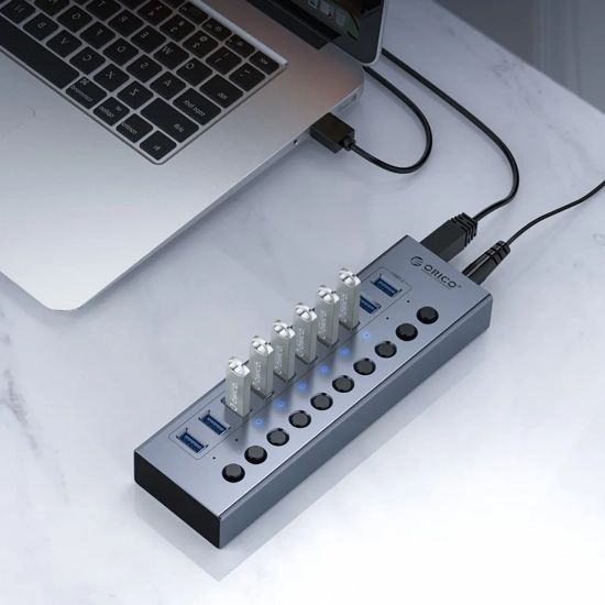 ORICO Hub BT2U3-16AB z włącznikami 16x USB-A - szary