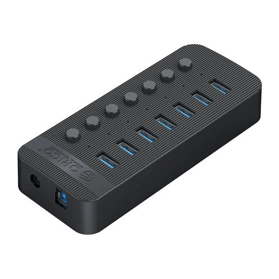 ORICO Hub CT2U3-7AB z włącznikami 7x USB-A - czarny