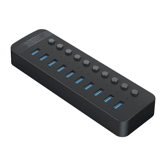 ORICO Hub CT2U3-10AB z włącznikami 10x USB-A - czarny