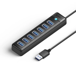 ORICO Hub rozdzielacz PW7U-U3 7x USB-A USB-C 5V 3A 1m - czarny