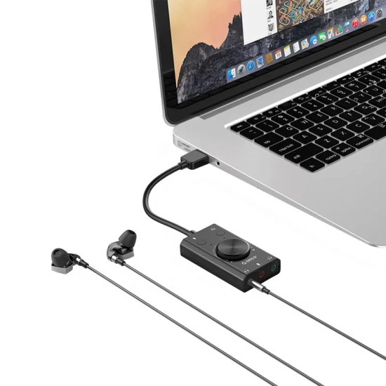 ORICO Karta dźwiękowa SC2 zewnętrzna wielofunkcyjna USB-A - czarna