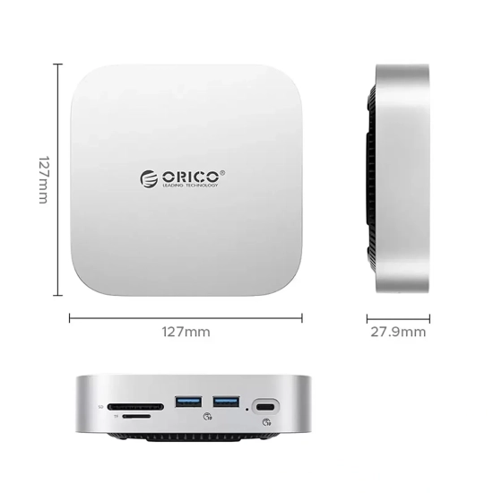 ORICO Stacja dokująca 9w1 USB-A USB-C RJ45 SD TF mini jack - srebrna