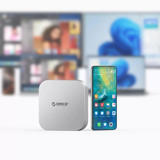 ORICO Stacja dokująca 9w1 USB-A USB-C RJ45 SD TF mini jack - srebrna