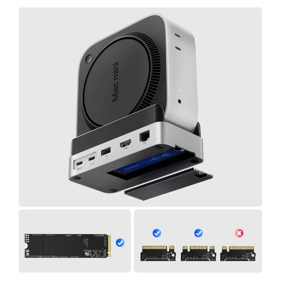 ORICO Stacja dokująca 10w1 do Mac mini M.2 USB-C USB-A HDMI RJ45 SD/TF