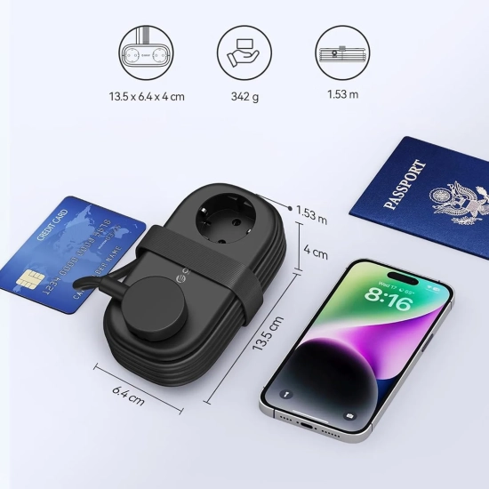 ORICO Listwa zasilająca 5w1 AC USB-A USB-C GaN 20W - czarna