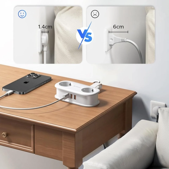 ORICO Listwa zasilająca 5w1 AC USB-A USB-C GaN 20W - biała
