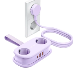 ORICO Listwa zasilająca 5w1 AC USB-A USB-C GaN 20W - fioletowa