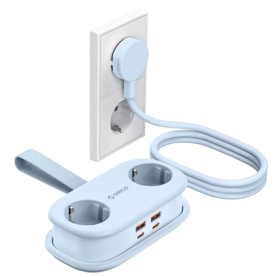 ORICO Listwa zasilająca 6w1 AC USB-A USB-C GaN 65W - niebieska