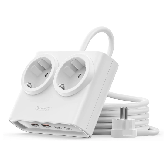ORICO Listwa zasilająca 6w1 AC USB-A USB-C 25W - biała