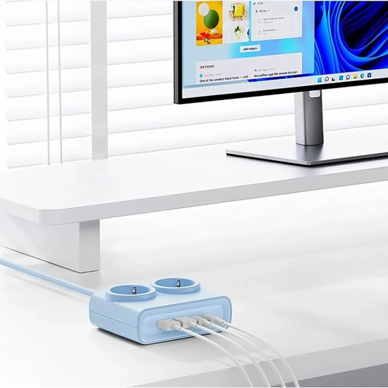 ORICO Listwa zasilająca 6w1 AC USB-A USB-C 25W - niebieska