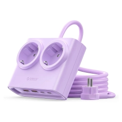 ORICO Listwa zasilająca 6w1 AC USB-A USB-C 25W - fioletowa
