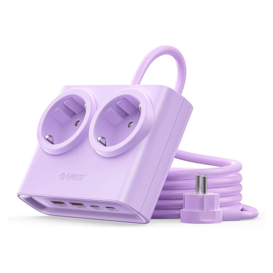 ORICO Listwa zasilająca 6w1 AC USB-A USB-C 25W - fioletowa